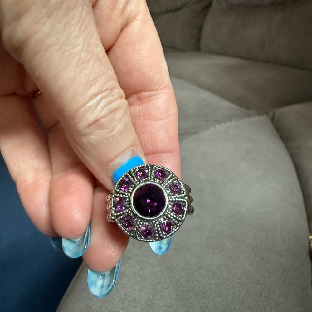 Elegant Purple Gemstone Ring , with stretch band